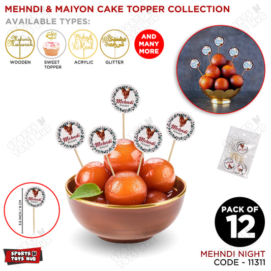 Mehndi Night Sweet & Cup Cake Toppers - Pack Of 12