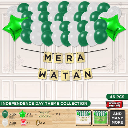 14 August Independence Day Shinny Card Banner Garland Theme - Pack Of 46