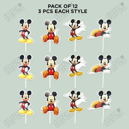 Cartoon Characters Mic-key M0use Family Cup Cake Topper - 12 Pcs
