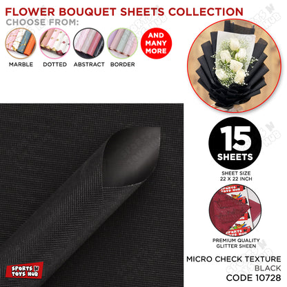 Micro Check Texture with Glitter Translucent Korean Bouquet Paper - Pack of 15