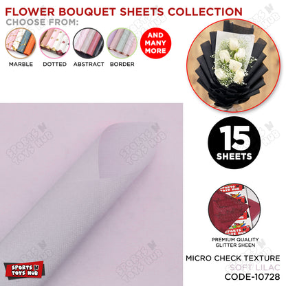 Micro Check Texture with Glitter Translucent Korean Bouquet Paper - Pack of 15