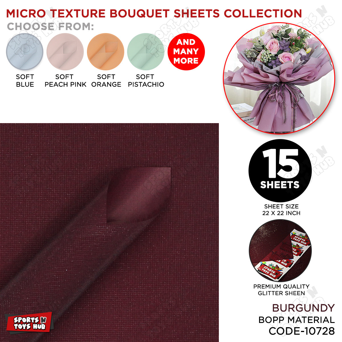 Micro Check Texture with Glitter Translucent Korean Bouquet Paper - Pack of 15