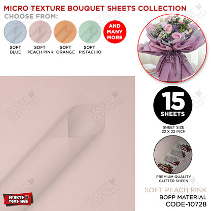 Micro Check Texture with Glitter Translucent Korean Bouquet Paper - Pack of 15
