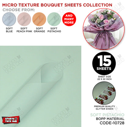 Micro Check Texture with Glitter Translucent Korean Bouquet Paper - Pack of 15