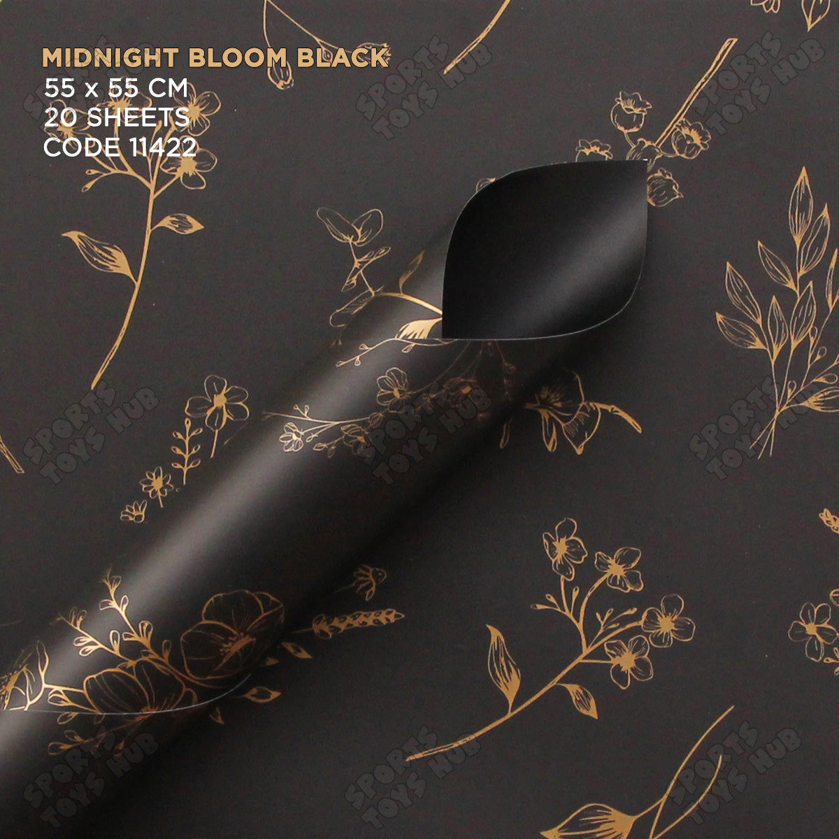 Midnight Floral Bloom Solid Opaque Floral Bouquet Wrapping Sheets