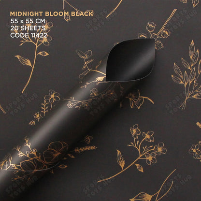 Midnight Floral Bloom Solid Opaque Floral Bouquet Wrapping Sheets