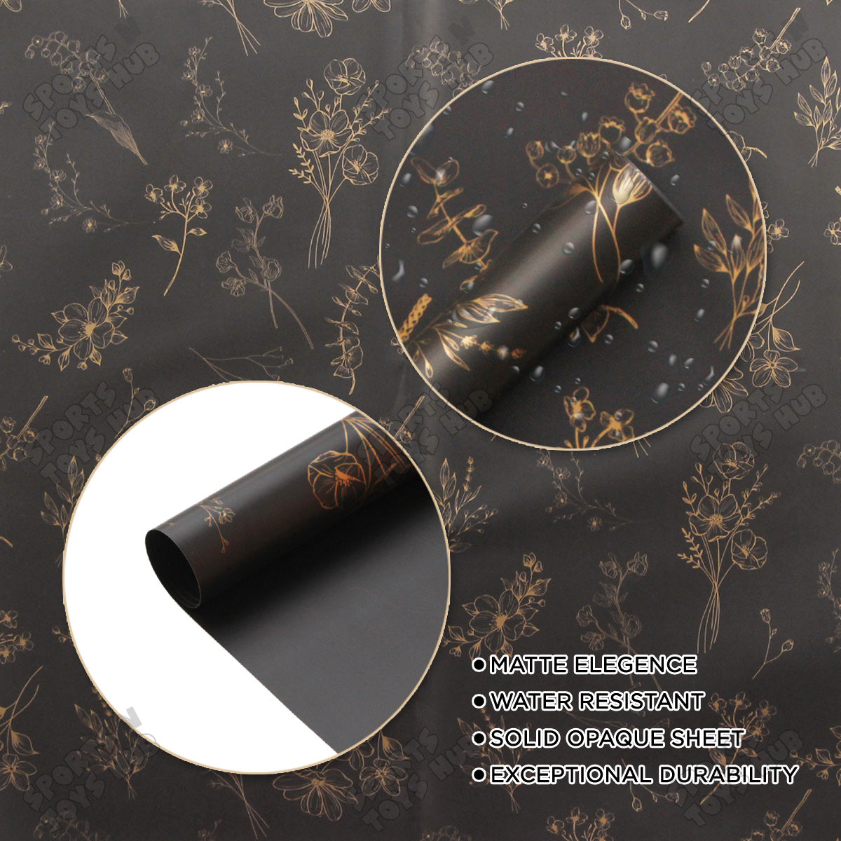 Midnight Floral Bloom Solid Opaque Floral Bouquet Wrapping Sheets