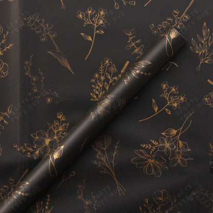 Midnight Floral Bloom Solid Opaque Floral Bouquet Wrapping Sheets