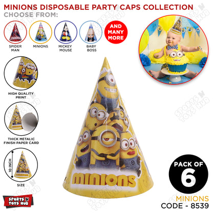 Mi- ni-ons Cartoons Characters Caps - 6 Pcs