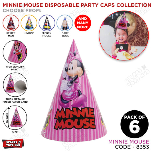 Mi-nn-ie Mouse Cartoons Characters Caps - 6 Pcs