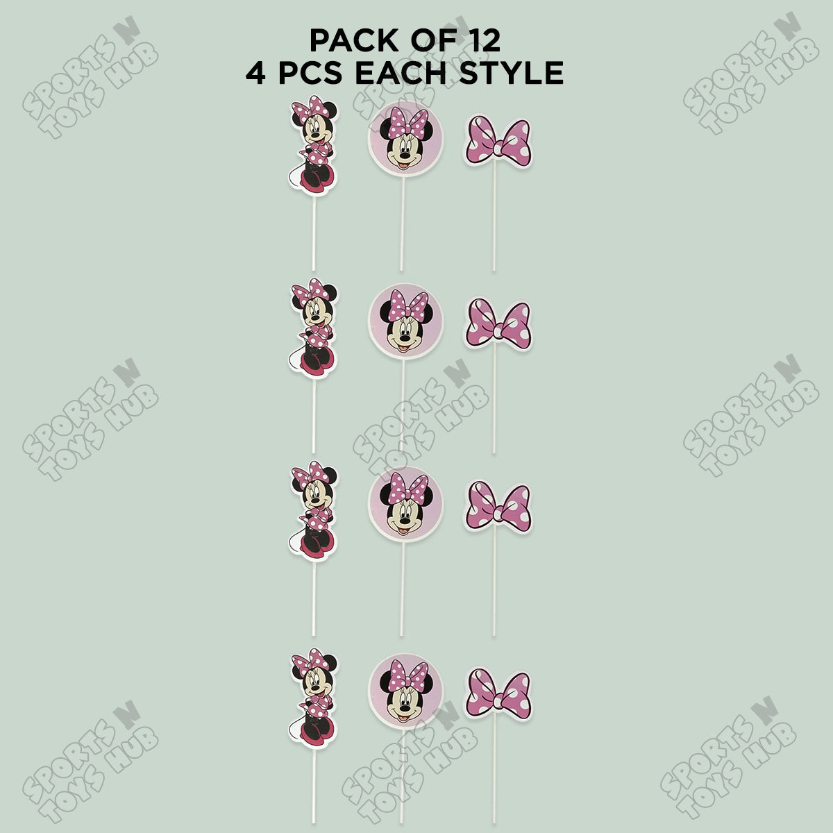 Cartoon Characters Minnie M0use Family Cup Cake Topper - 12 Pcs