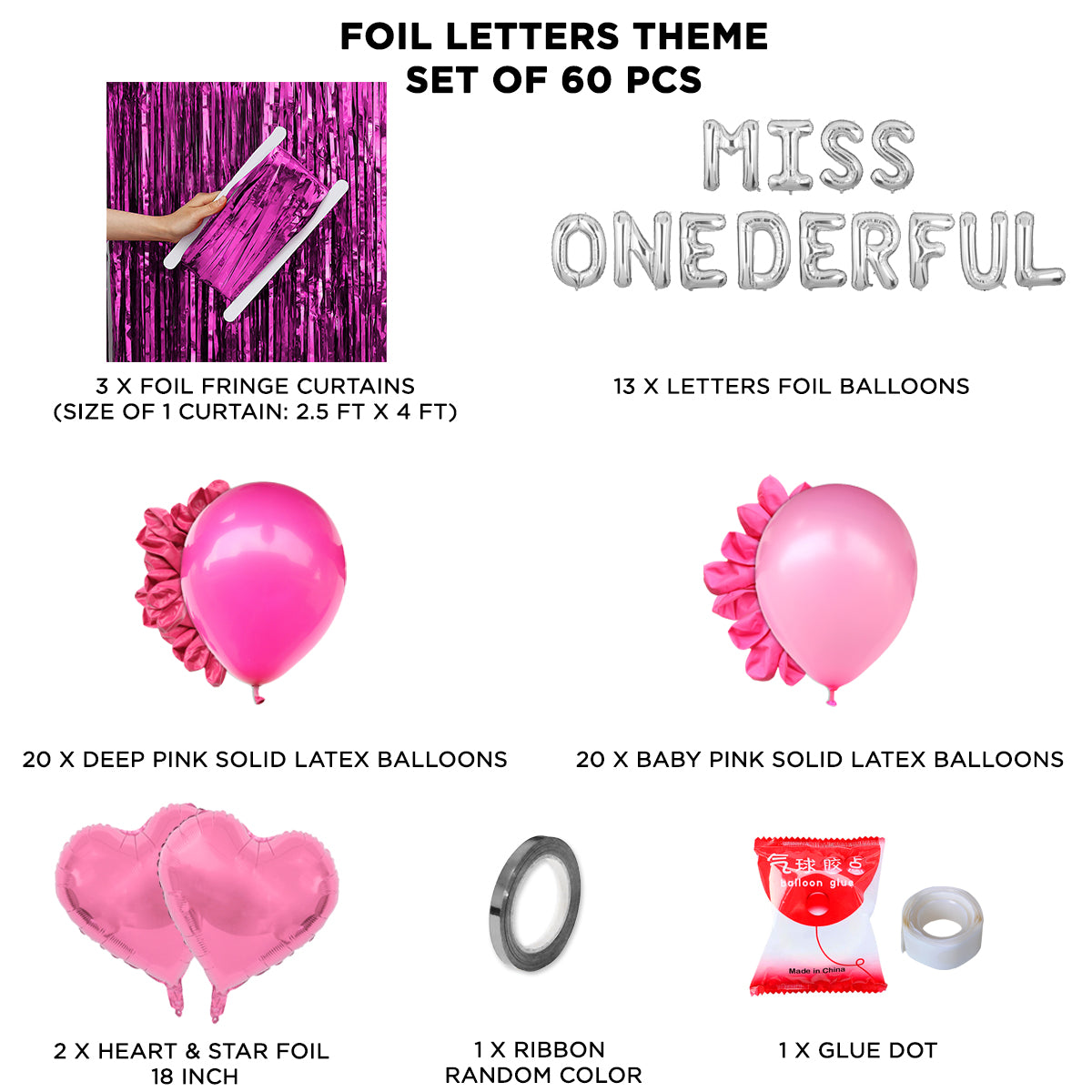 Mr & Miss One Derful Foil Letter Theme With Curtain