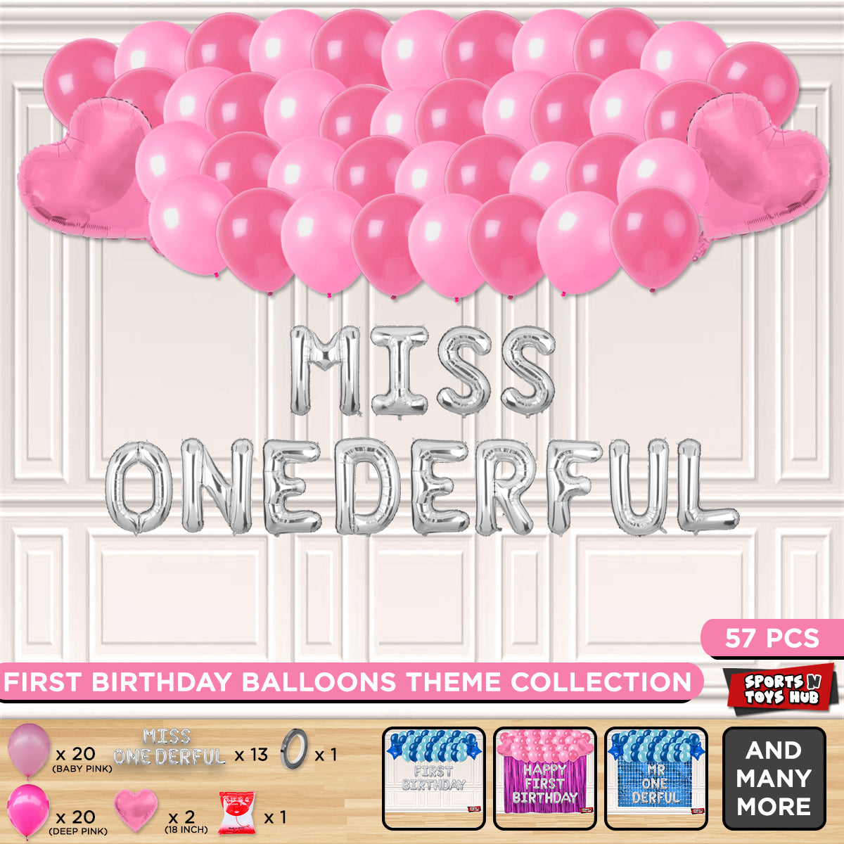 Mr & Miss One Derful Foil Letter Theme Without Curtain