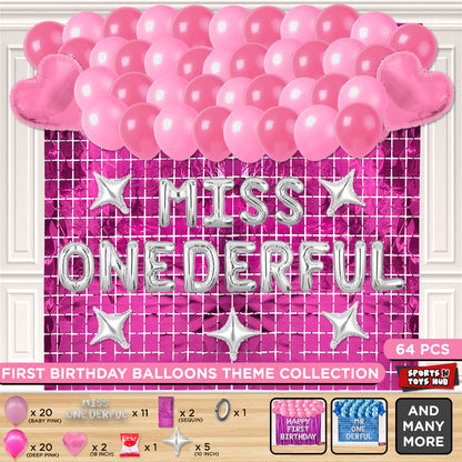 Mr & Miss One Derful Foil Letter Theme With Rectangle Curtain