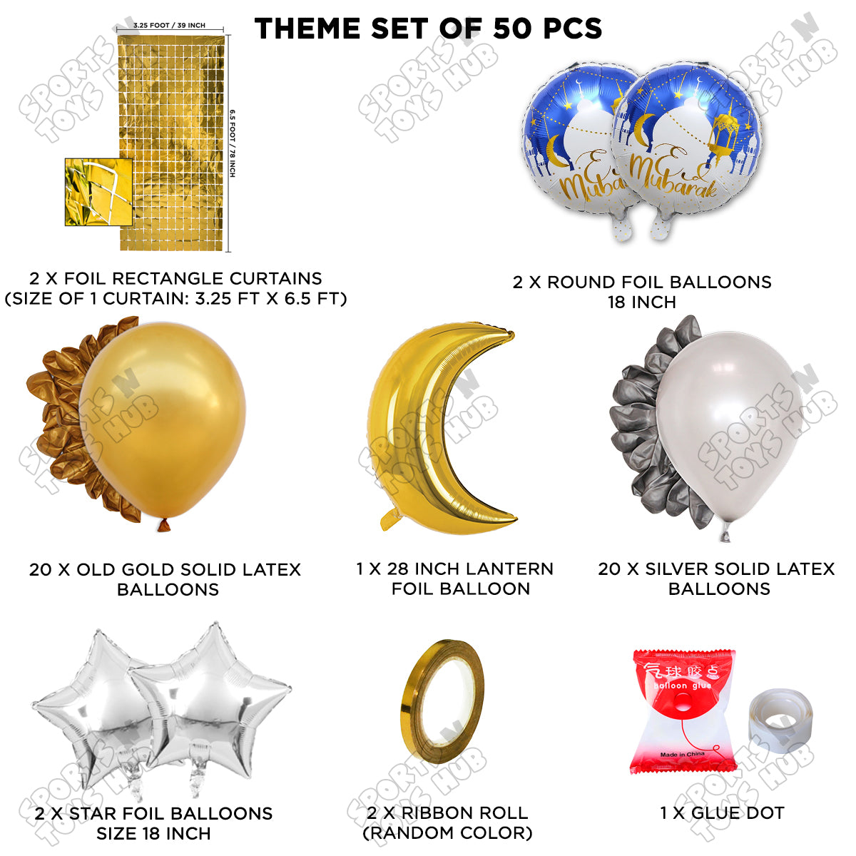 Eid Mubarak Foil Balloon Set Theme Collection
