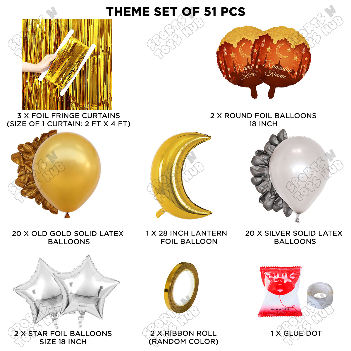Ramadan Mubarak Foil Balloon Set Theme Collection