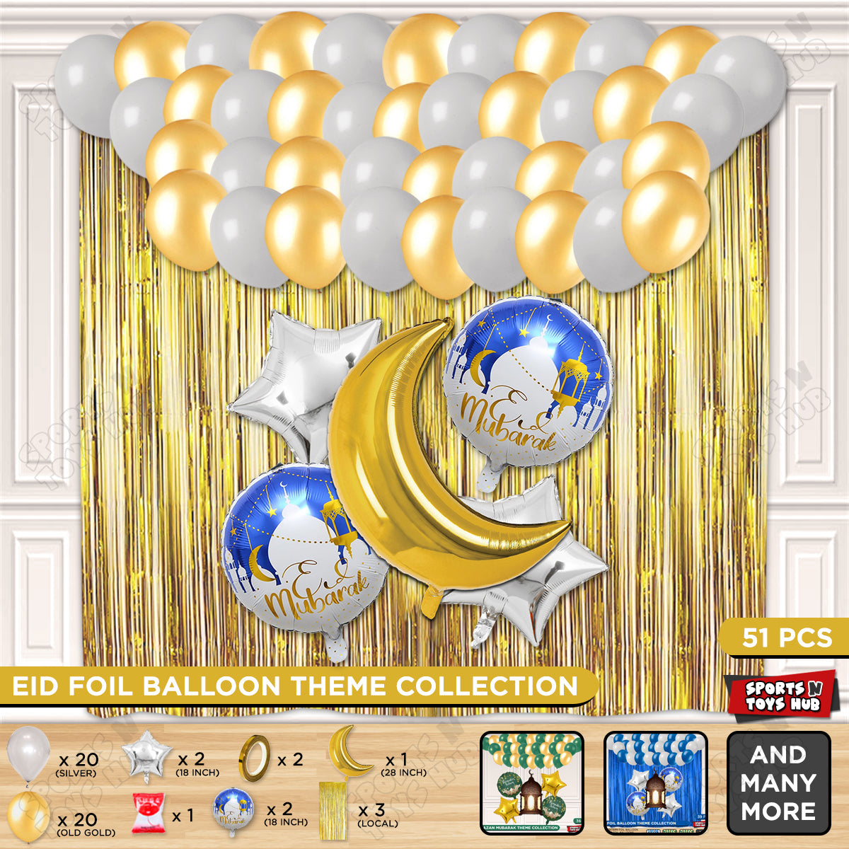 Eid Mubarak Foil Balloon Set Theme Collection