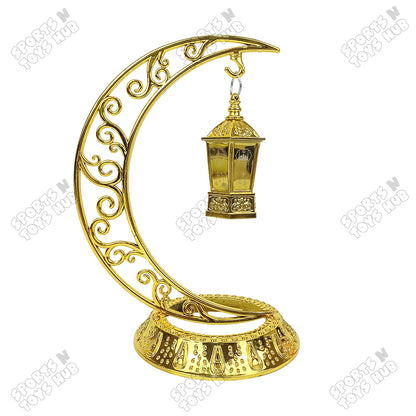 Crescent Moon Style Table Stand With Hanging Lantern