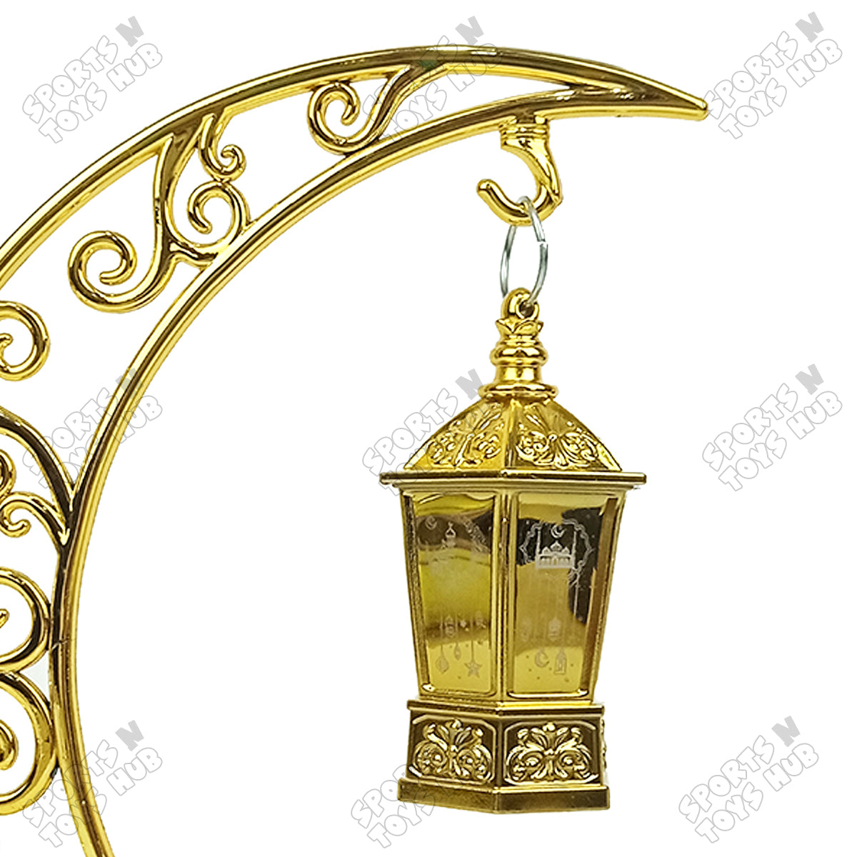 Crescent Moon Style Table Stand With Hanging Lantern