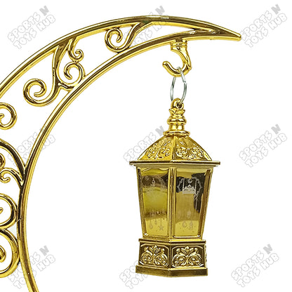 Crescent Moon Style Table Stand With Hanging Lantern