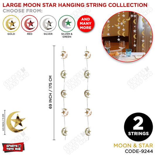 Moon & Star Shape Large Hanging Strings - Pack Of 2