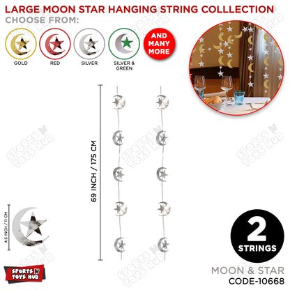 Moon & Star Shape Large Hanging Strings - Pack Of 2