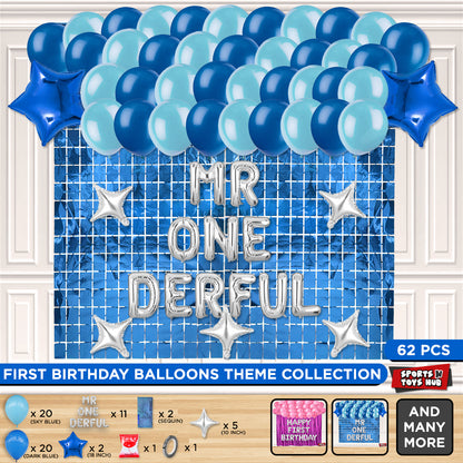 Mr & Miss One Derful Foil Letter Theme With Rectangle Curtain