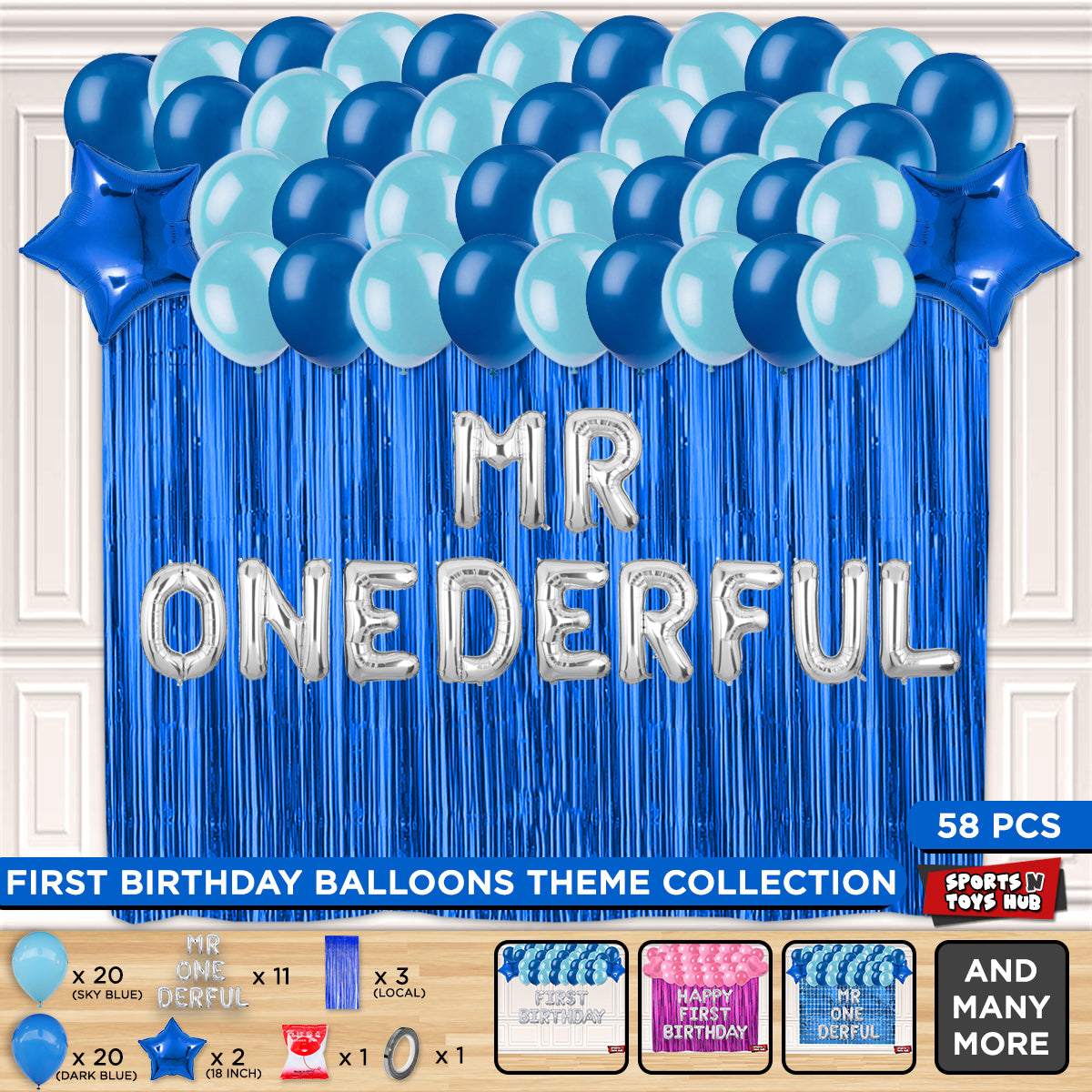 Mr & Miss One Derful Foil Letter Theme With Curtain