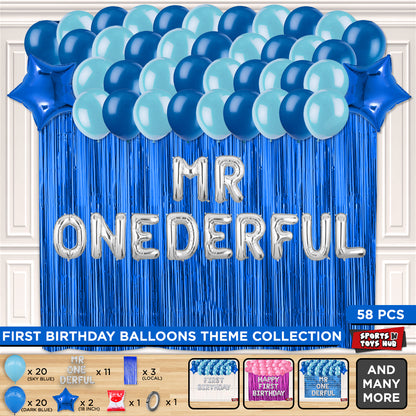 Mr & Miss One Derful Foil Letter Theme With Curtain