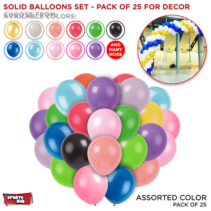 1.5 Gram Solid Latex 10 Inch Round Balloons - 25 Pcs