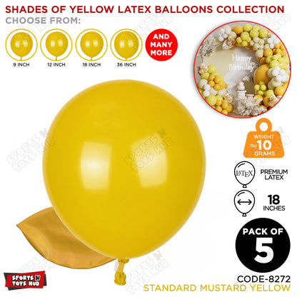 Mustard Yellow Latex Balloons Available In 9, 12, 18 & 36 Inch Sizes