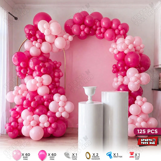 Baby Pink & Deep Pink Color Latex Balloon Arch Garland Theme