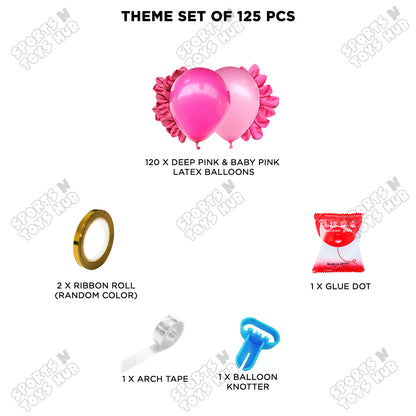 Baby Pink & Deep Pink Color Latex Balloon Arch Garland Theme