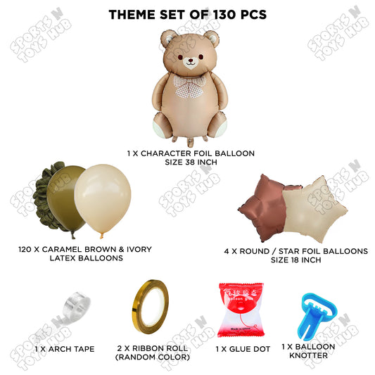 Teddy Bear Brown Foil Balloon Set Arch Garland Theme