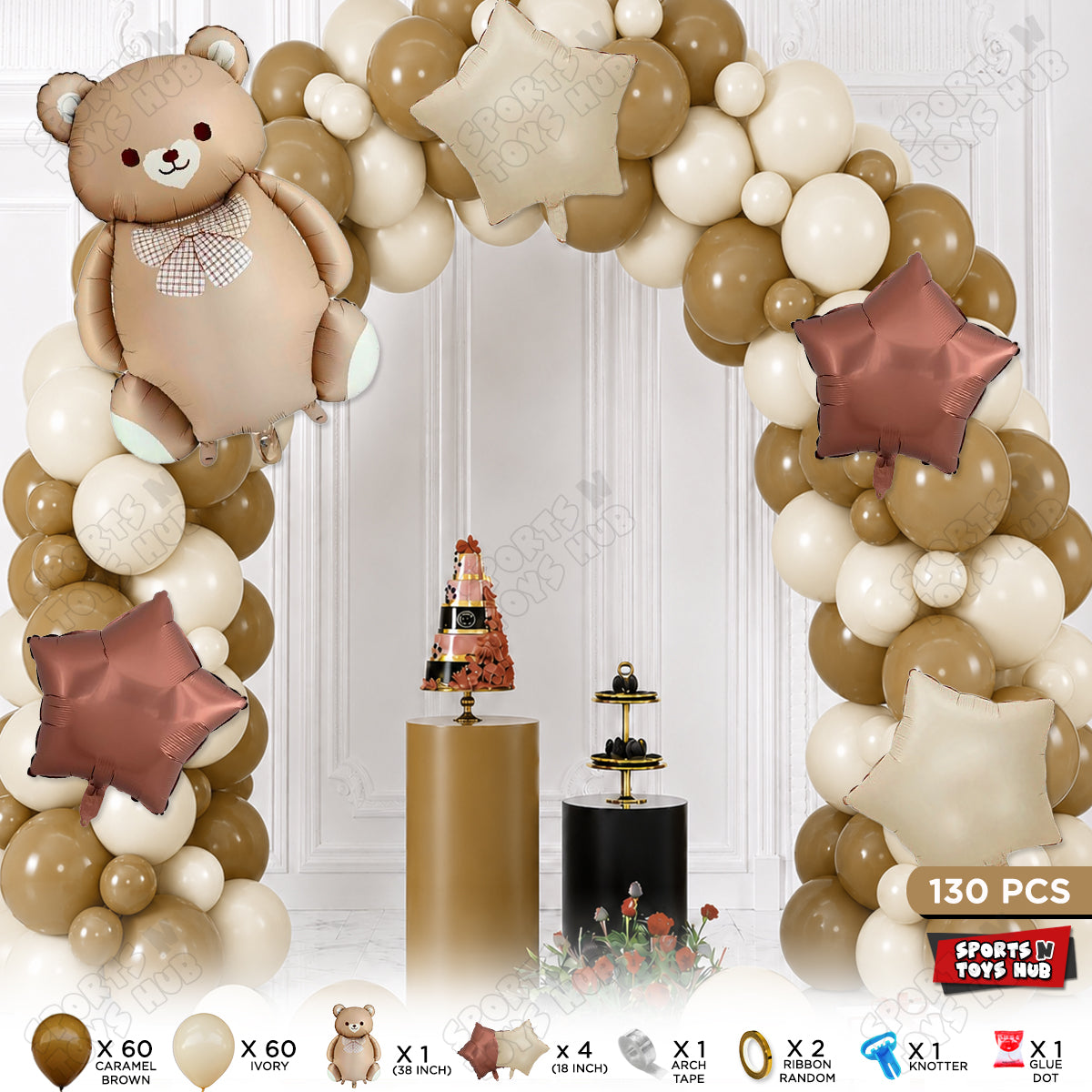 Teddy Bear Brown Foil Balloon Set Arch Garland Theme