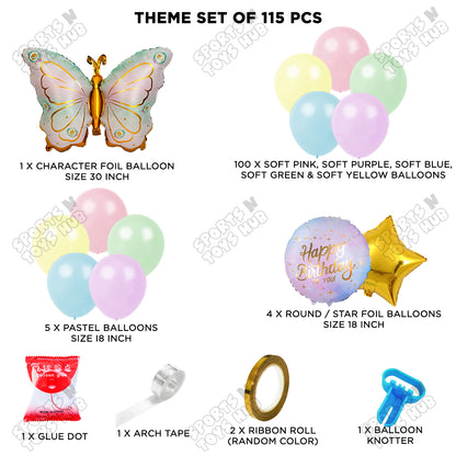 Butterfly Wing Pattern Foil Balloon Set Arch Theme - Pack Of 115