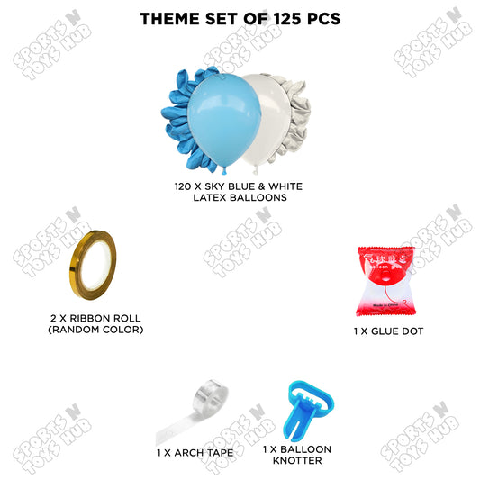 Sky Blue & White Balloon Arch Garland Theme Kit – Premium Latex Balloon Decoration Set for Birthday Party
