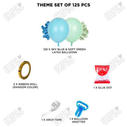 Latex Balloon Sky Blue & Soft Green Garland Arch Kit  – 125 Pcs