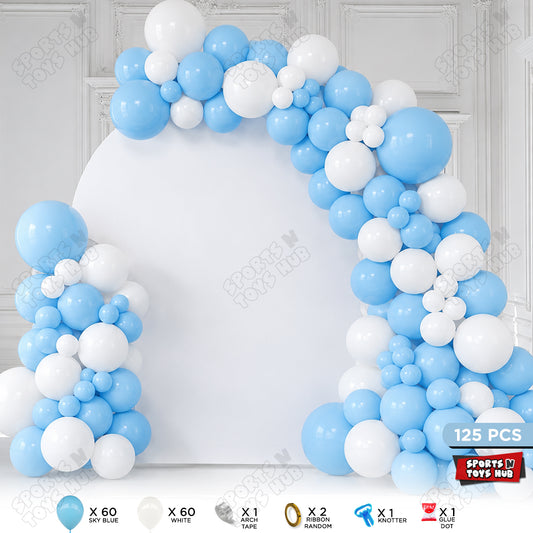 Sky Blue & White Balloon Arch Garland Theme Kit – Premium Latex Balloon Decoration Set for Birthday Party