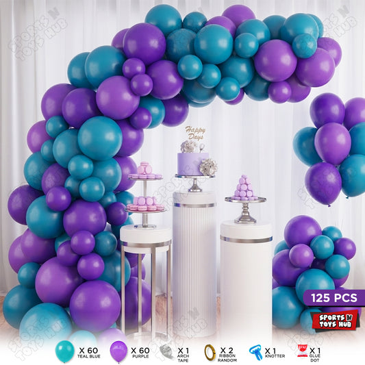 Teal Blue & Purple Balloon Arch Garland Theme Kit – Premium Latex Balloon Decoration Set for Birthday Party