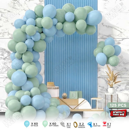 Latex Balloon Sky Blue & Soft Green Garland Arch Kit  – 125 Pcs