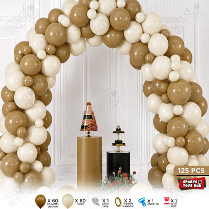 Caramel Brown & Ivory Balloon Arch Garland Theme Kit – Premium Latex Balloon Decoration Set for Birthday Party