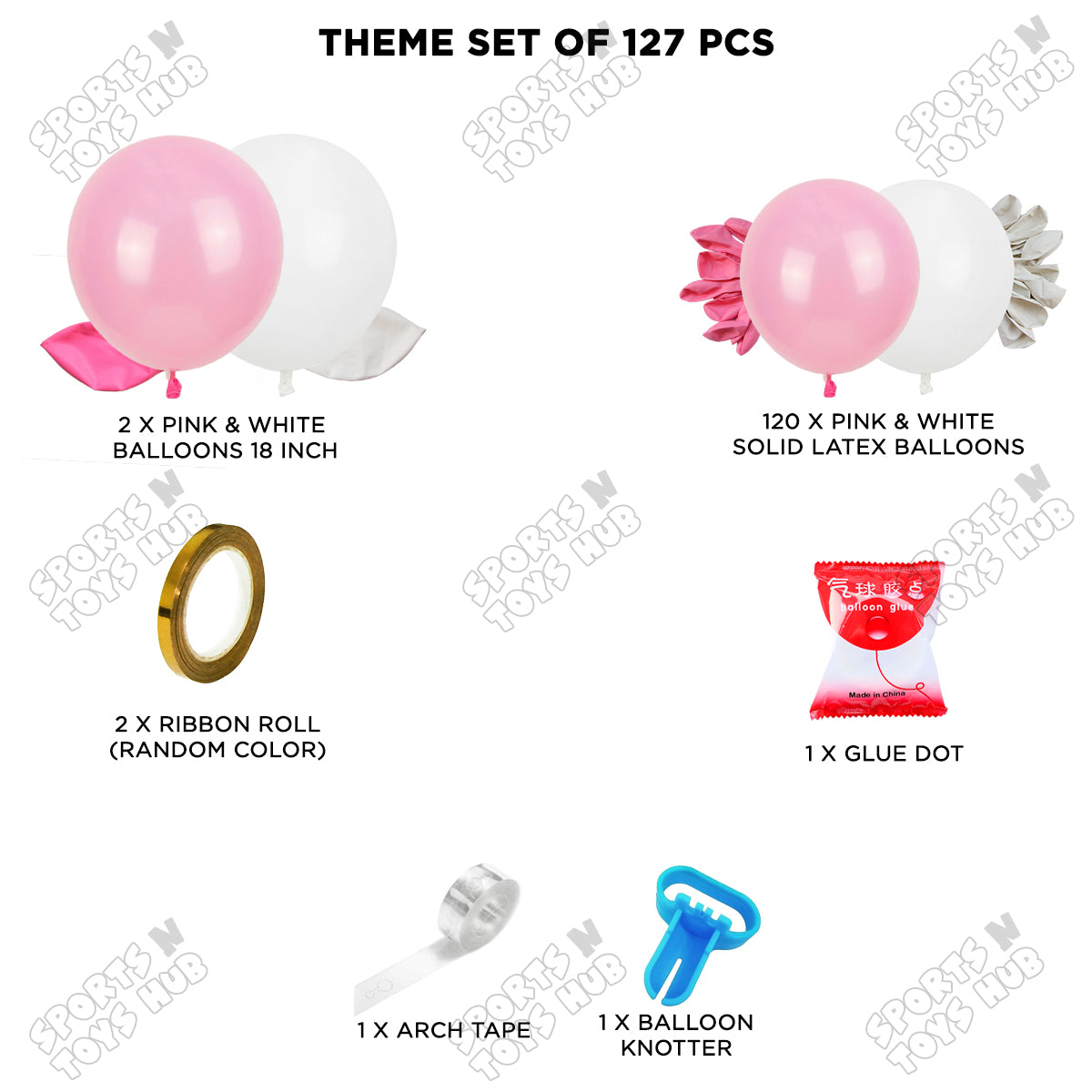 Pastel Pink & White Latex Balloon Garland Arch Kit – Pack of 127 | Baby Girl First Birthday Decorations, Baby Shower, Princess Theme, Photo Backdrop & DIY Party Supplies