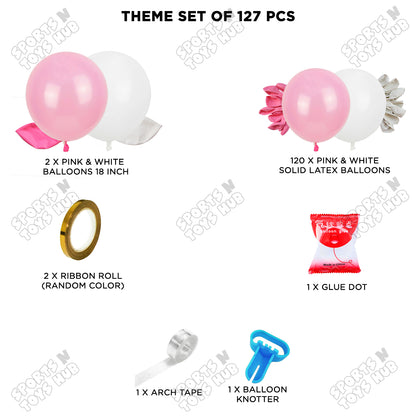 Pastel Pink & White Latex Balloon Garland Arch Kit – Pack of 127 | Baby Girl First Birthday Decorations, Baby Shower, Princess Theme, Photo Backdrop & DIY Party Supplies