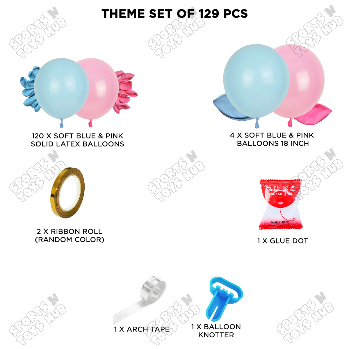 Pink & Soft Blue Balloon Arch Kit – 129 Pcs | Gender Reveal Balloon Garland, Baby Shower Decorations, Baby Boy & Girl Birthday Party Supplies, Balloon Backdrop, Photo Booth & Event Decor