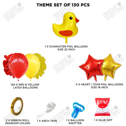 Chick Cartoon Foil Balloon Set Arch Kit Theme with Yellow & Red Latex Balloons