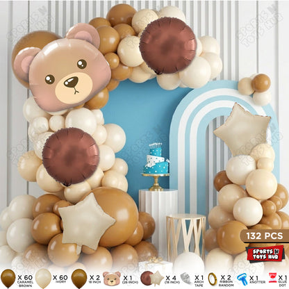 Bear Face Animal Character Foil Balloon Set Arch Garland Theme