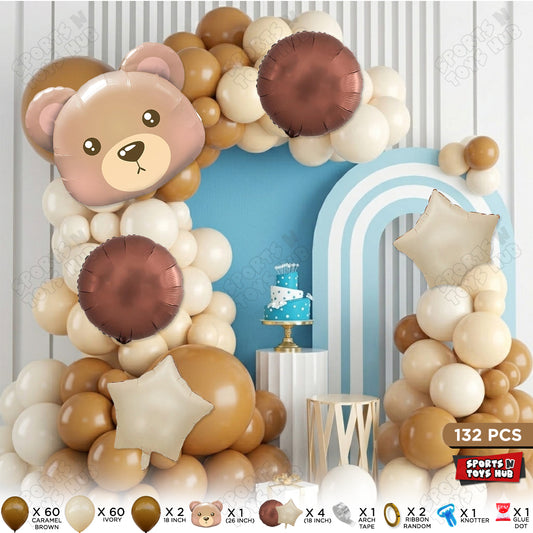 Bear Face Animal Character Foil Balloon Set Arch Garland Theme