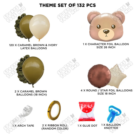 Bear Face Animal Character Foil Balloon Set Arch Garland Theme