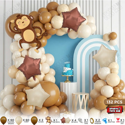 Jungle Safari Monkey Animal Character Foil Balloon Set Arch Garland Theme